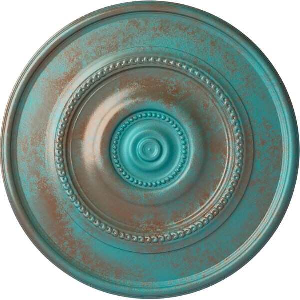 Ekena Millwork Traditional Reece Medallion (Canopies up to 5 7/8"), 24 3/8"OD x 1 1/8"P, Copper Green Patina CM24RECGS - main